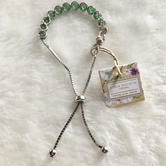 STELLA PICCIOTTO STERLING SILVER EMERALD ZIRCONIA BRACELET - Picture 3 of 5